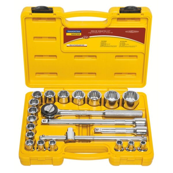 Maletín Dados Estriados Tramontina Master 1/2" 22pzs