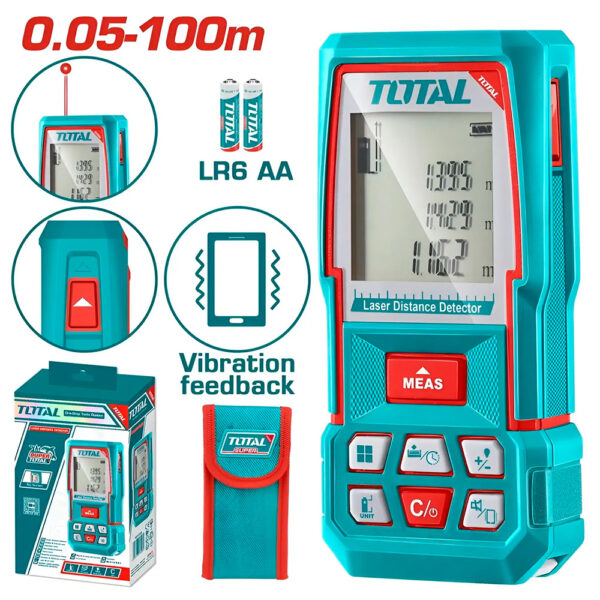 MEDIDOR DE DISTANCIA LASER RANGO 0.05- 100M PRECISIÓN 2MM LT 635NM