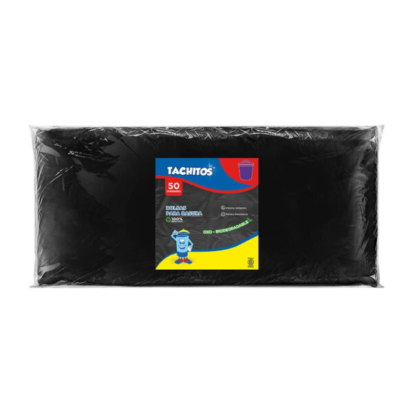 BOLSA BASURA BIO 75L NEGRO X50  73.3X91.4 TACHITOS