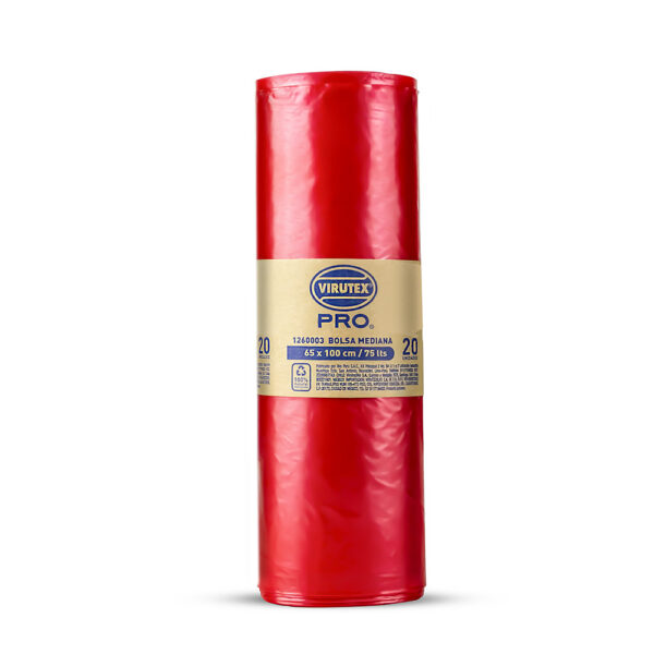 BOLSA BASURA ROLLO ROJA 75L 65X100CMX20U