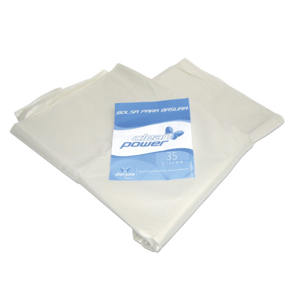 Bolsa para basura blanca 35 litros c/f 22 x 22 1.2 mic x 10 unidades Clean Power