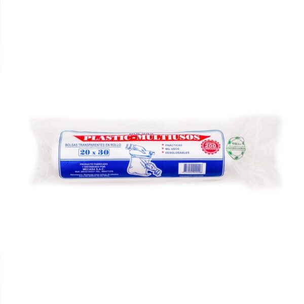 Bolsa Mecasa Biodegradable Transparente Rollo 20 Cm X 30 Cm X 200 Und