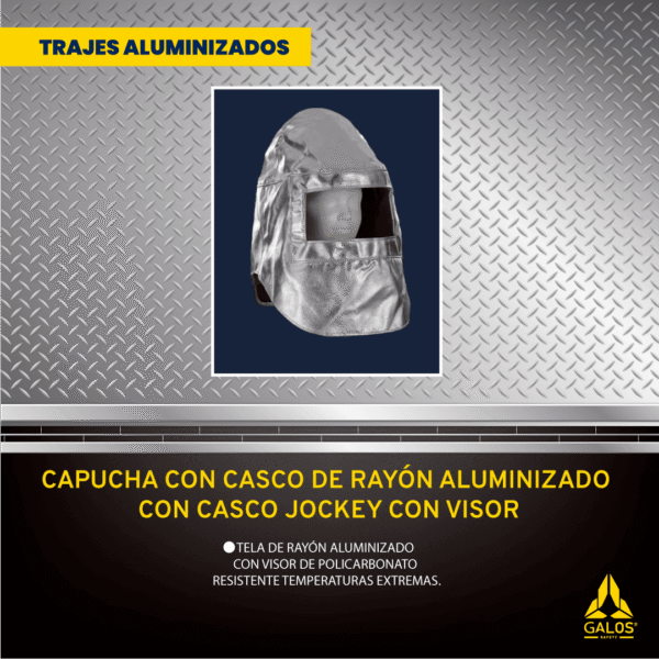 Capucha con Casco de Rayón Aluminizado con Casco de Jockey con Visor