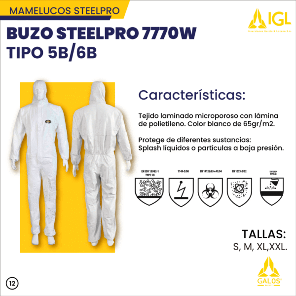 Buzo Steelpro 7770w tipo 5B/6B